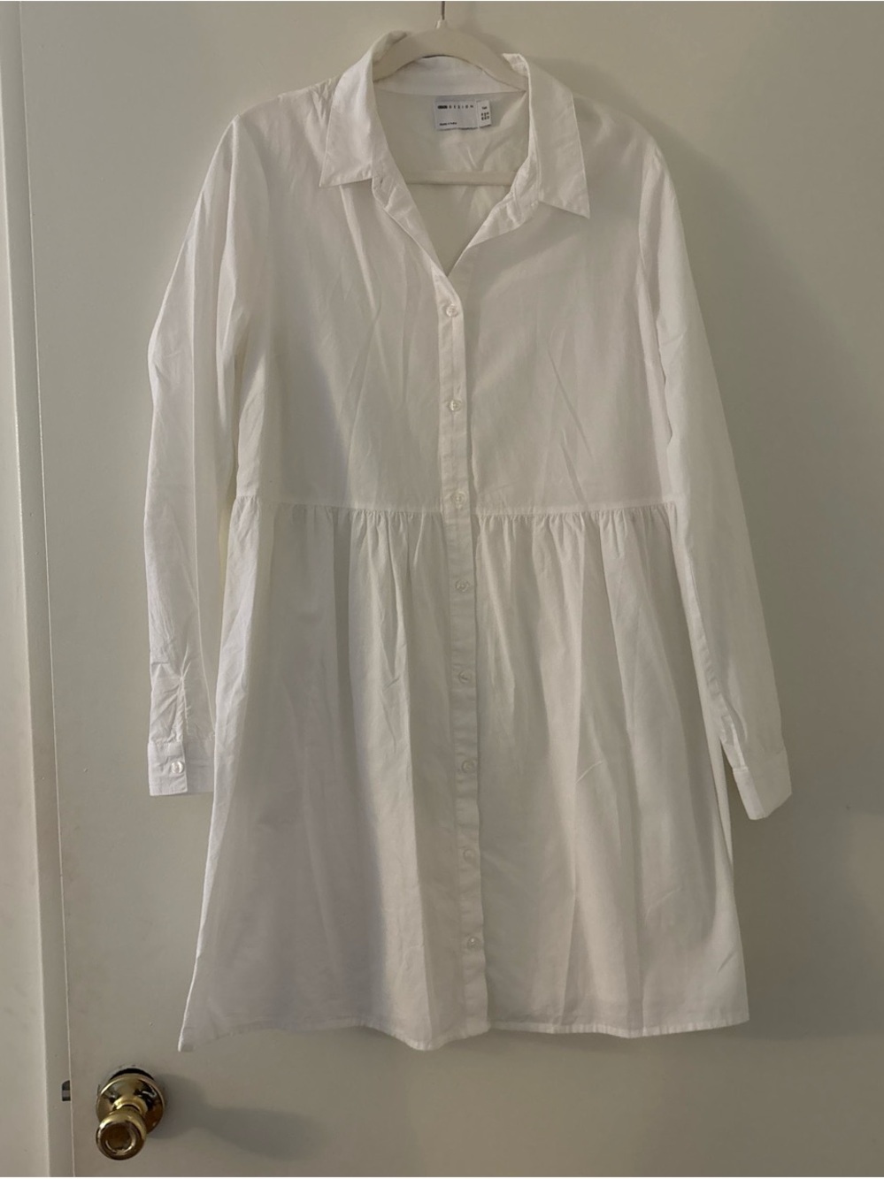 ASOS White Long-Sleeve Button Shirt Dress